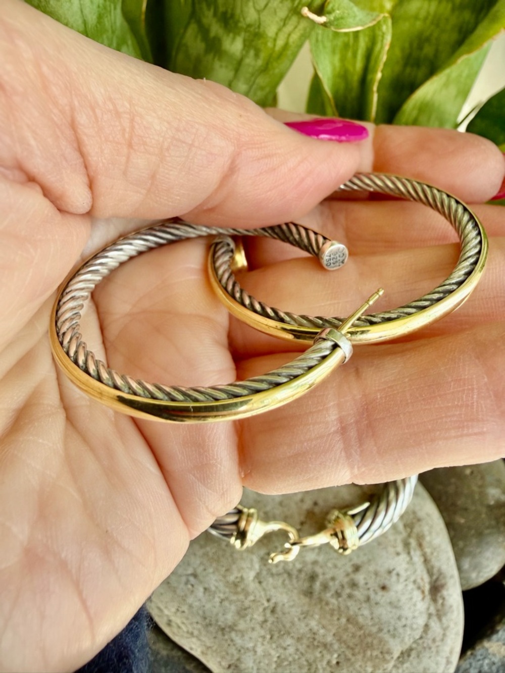 David Yurman, crossover 18 karat gold and sterling earrings - Picture 4 of 7